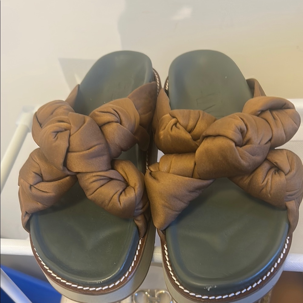 Ganni Brown Knotted Sandals with Chunky Sole